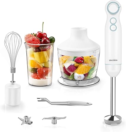Amazon ハンドブレンダー 離乳食作り ジューサー 泡たて器 1台5役 段階変速 ハンドミキサー 氷 肉 果物 野菜 つぶす 泡立てる 混ぜる 砕く きざむ フードプロセッサー ミキサー ブレンダー 高速回転 調理器具 電動 調理時間短縮 軽量