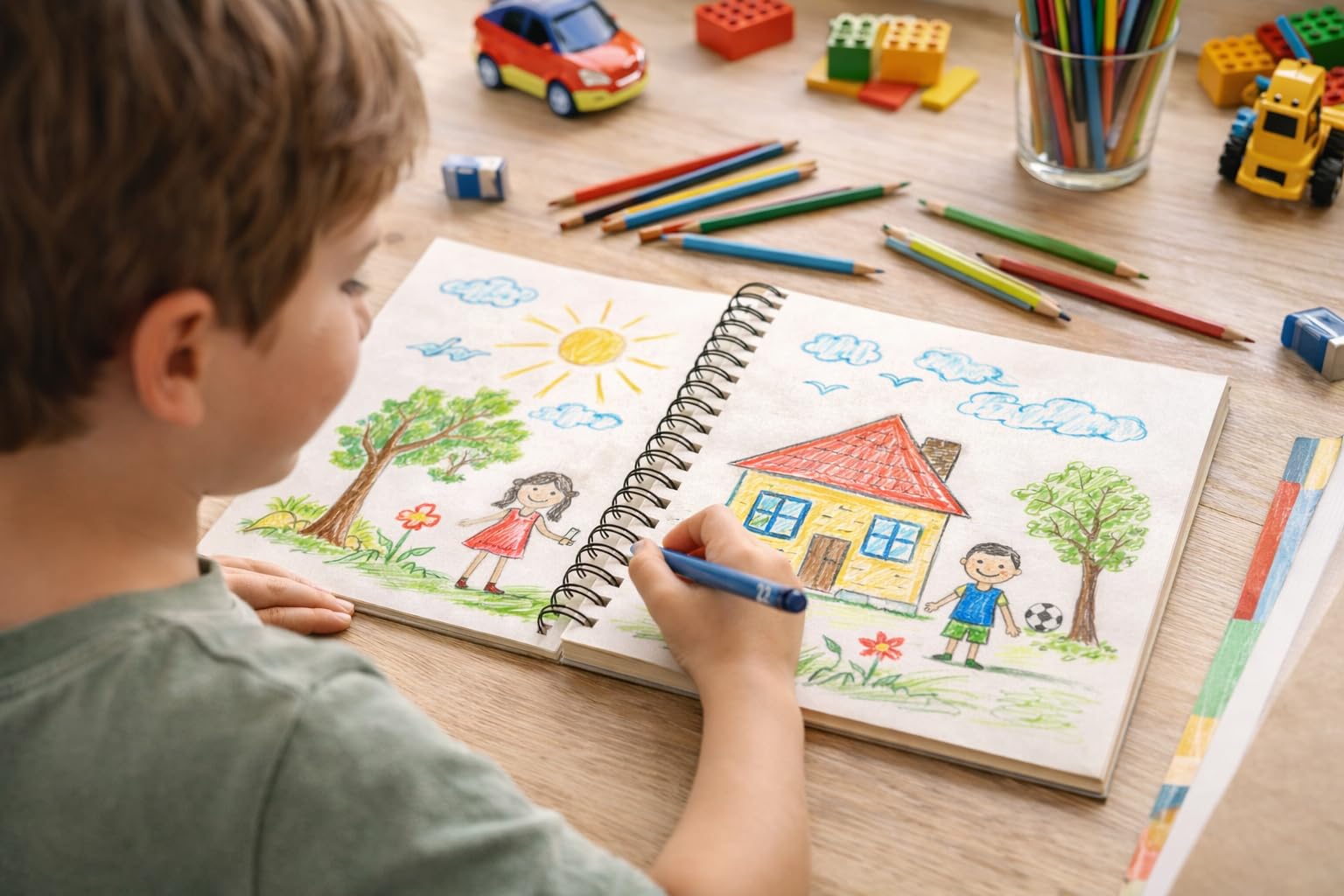 A4 Eskiz Defteri, İnce Grenli, Kolay Silinebilir pH Nötr Kağıt, Spiralli Sketch Book, 90 g/m², 40 Yaprak, Çizim ve Karakalem İçin