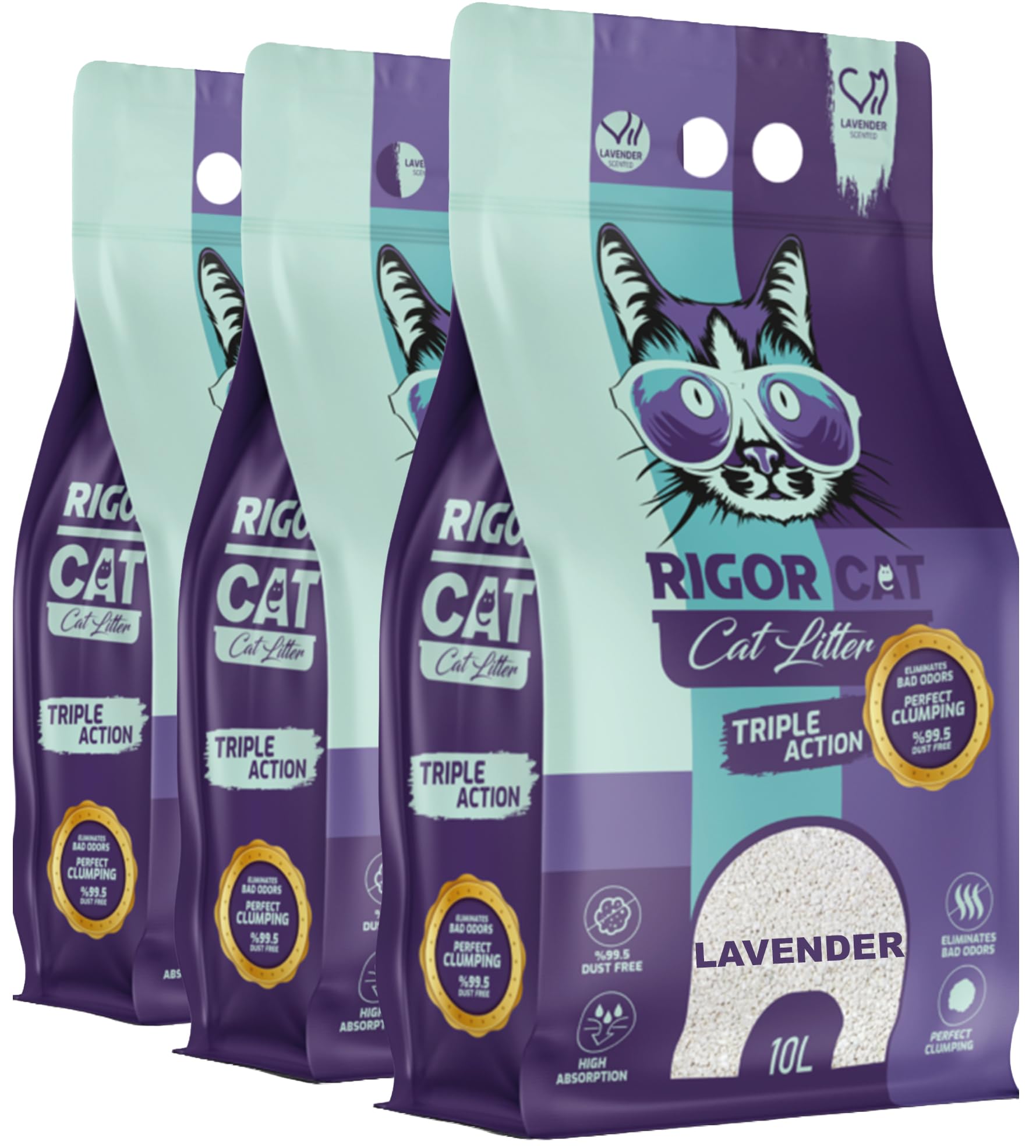 Ultra Clumping Cat Litter - Low Dust, High Absorption, Lavender scent, 30L, Easy Scooping, Powerful Odour Control, Gentle on Paws