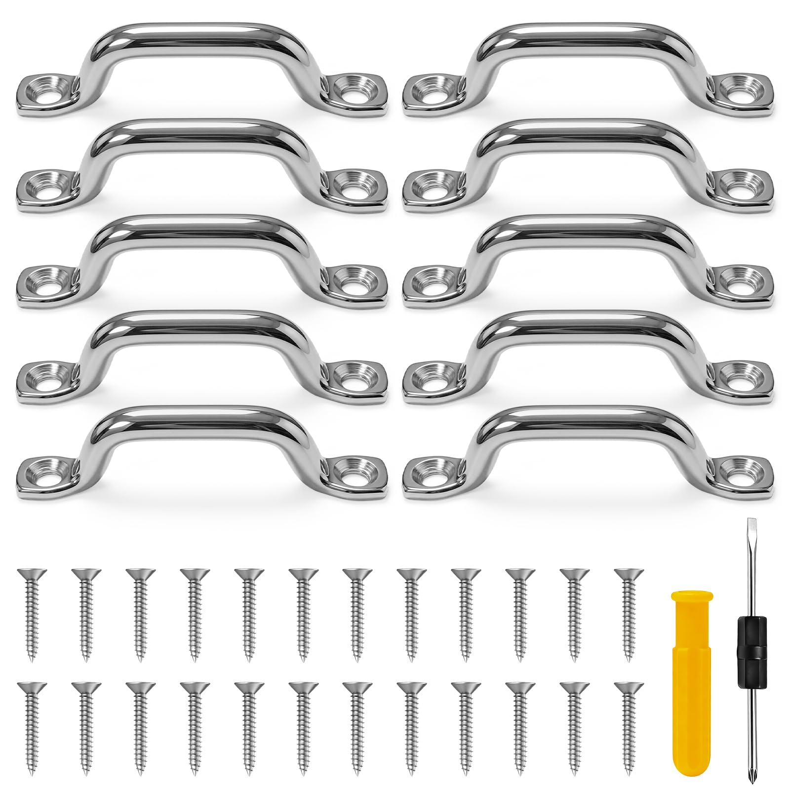30er Set Edelstahl Pad Eye, mit 60 Schrauben,Edelstahl Augplatte, 304 Rostfrei Fenderöse Augenriemen Riemenkrampen für Boote, Outdoor Kajak, Kanu, Kayak Canoe Rigging