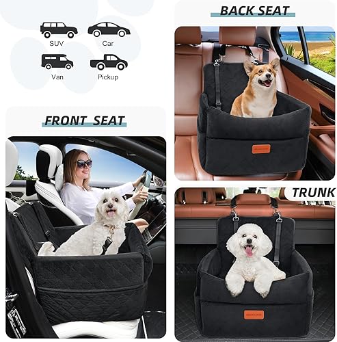 Miniatura 4 de Asiento de automóvil para perros pequeños, asientos elevadores de espuma viscoelástica con cojín grueso para perros medianos de menos de 35 libras,