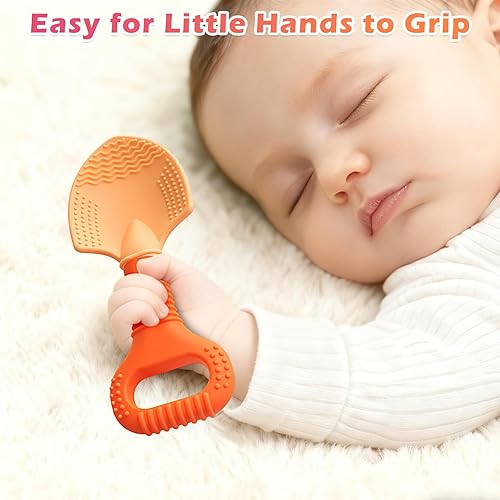 Miniatura 5 de Shovel & Rake - Juguete de dentición para bebé, mordedores de silicona para bebés de 3 a 6 meses, paquete de 2 masticables sensoriales, juguetes de