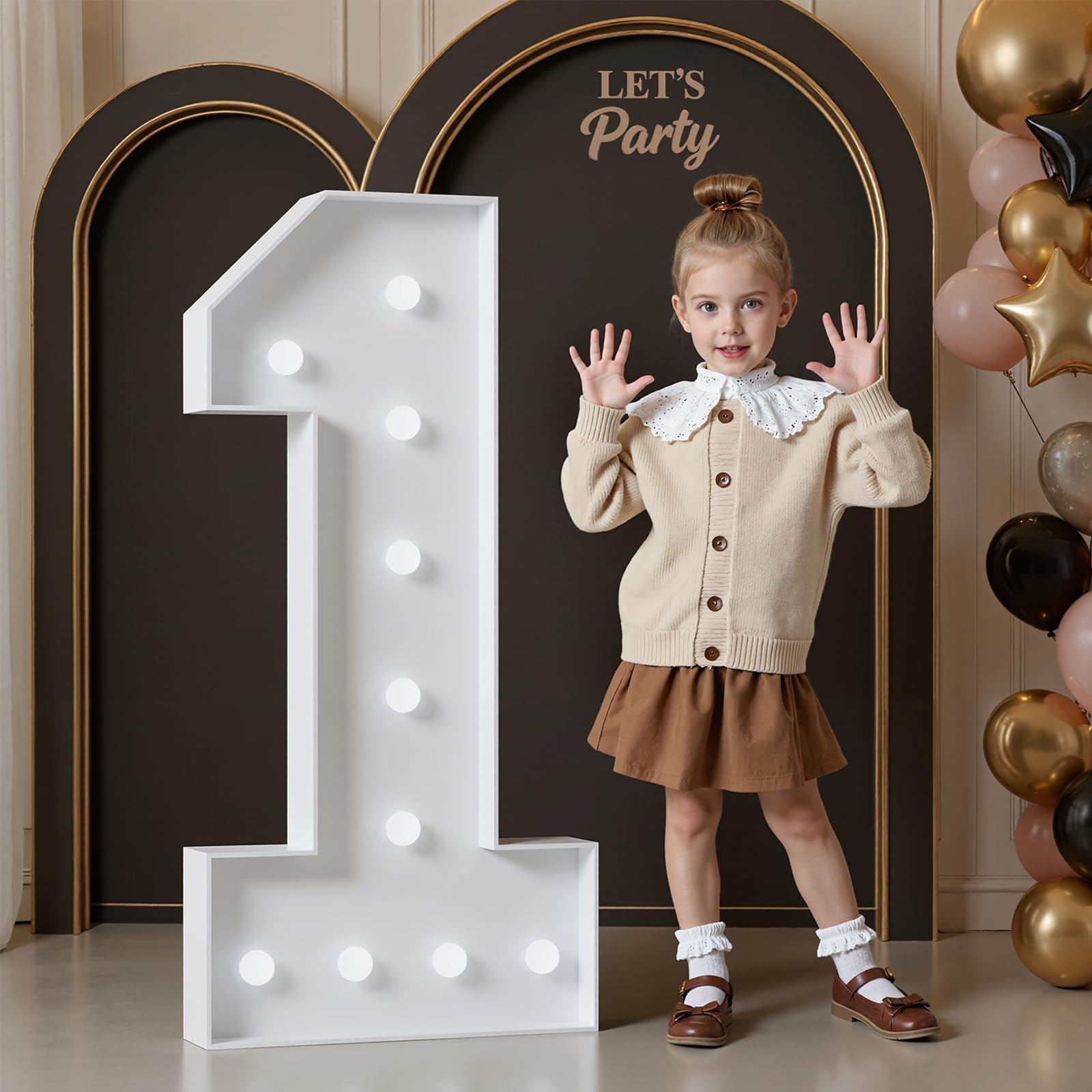 Mixifox 120cm Blanc Chiffre Lumineux,Happy Birthday Decoration Anniversaire de Mariage Cadre Lumineux,Chiffre Lumineux Géant Decoration Anniversaire,Chiffre Anniversaire Géant,Numéro 1