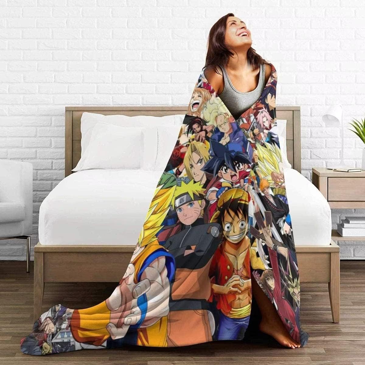 Anime Characters Super Soft Flannel Throw Blanket 50"x40" Lightweight Shaggy Air Conditioner Blanket Cooling Summer Blanket Towel Blanket for Couch