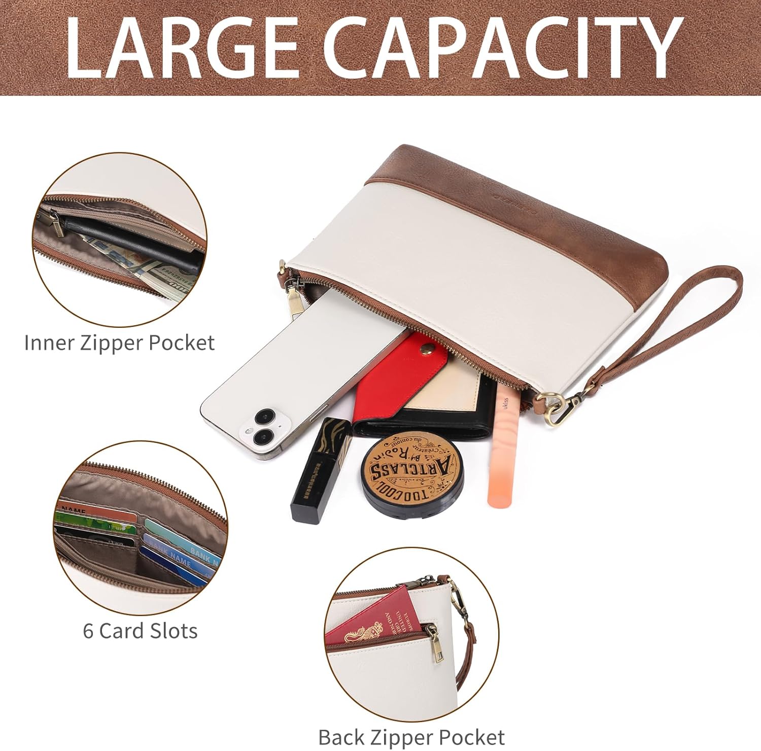 GAEKEAO Wristlet Wallet Clutch Purses For Women Small Crossbody Bag Cell Phone Wallet Purse Shoulder Handbag with Card Slots - Image 4