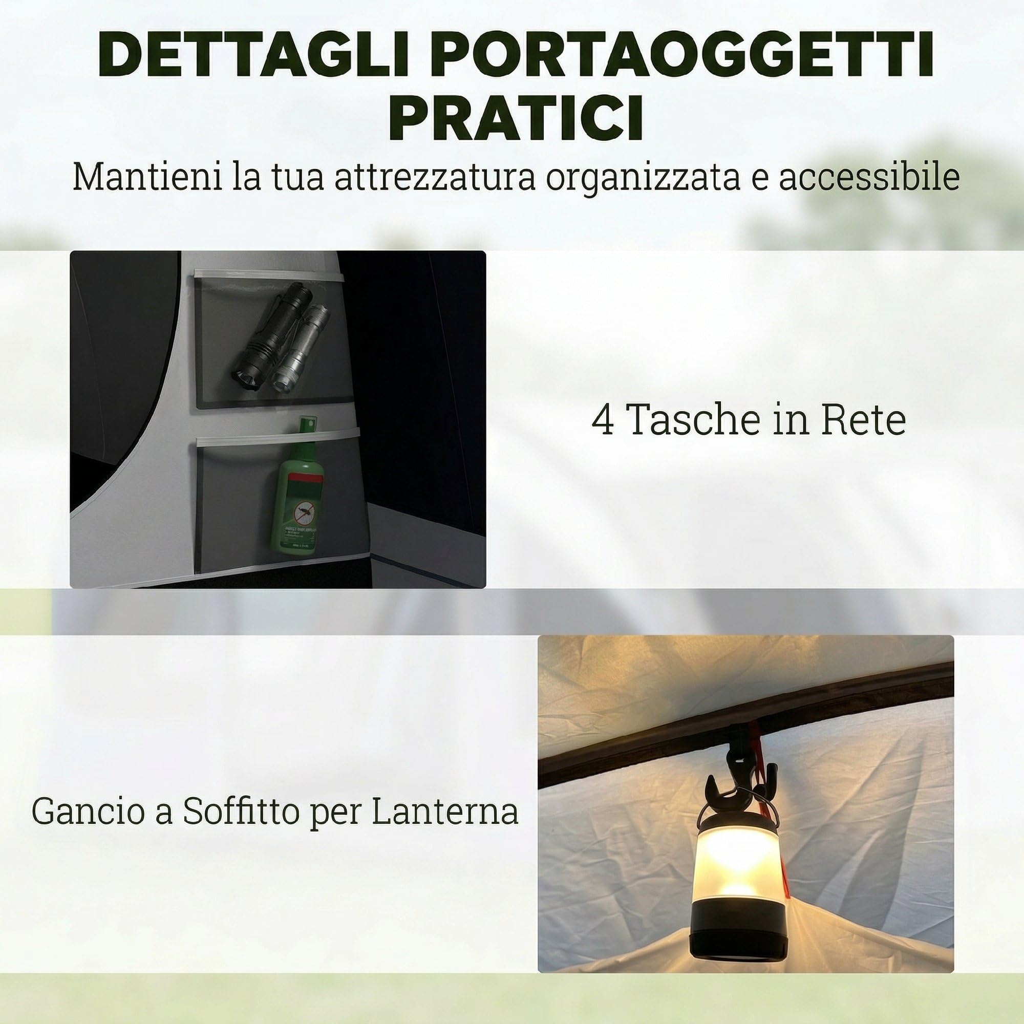 Outsunny Tenda Campeggio a Tunnel per 2-4 Persone Alta 213cm con 2 Stanze, Tenda da Campeggio Familiare Impermeabile 3000mm Veranda, Finestre, Tasche, Gancio, Borsa Trasporto per Trekking, Blu Navy