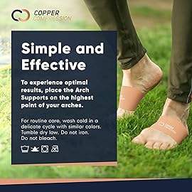 Copper Compression Copper Arch Support - 2 Pain Relief Foot Care Brace Sleeves for Plantar Fasciitis, Heel Spurs - Wide Narrow Feet - Flat & Fallen Arches, High Arch - One Size - 1 Pair - Pink