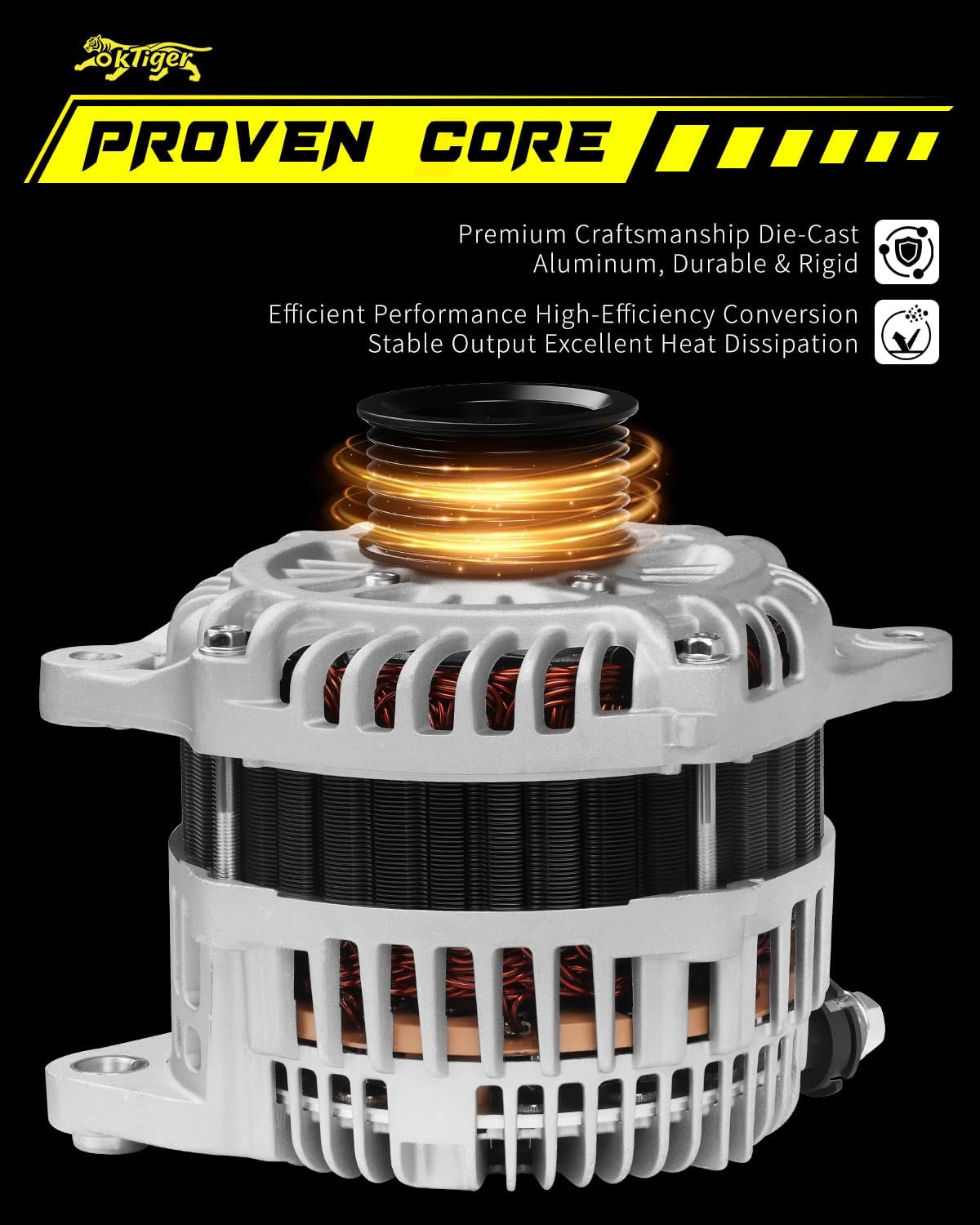 Oktiger 3.5L V6 Upgraded Alternator for Nissan Maxima 2011 2012 2013 2014 2016 2017 2018, Altima 2011-2018, Murano 2017-2018, V6 12V 130Amp CW 7-Groove Clutch Pulley, OE 23100-JA11B, 11557N