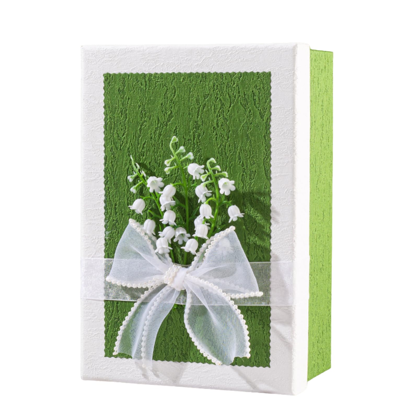 1 Pcs Green Extra Large Gift Box with Lids Ribbon Shredded Paper, Lily of the Vally Gift Boxes for Presents(Large Box: 29.5x22.5 x 13cm(D), Green Rectangle for Wedding,Christmas, Birthdays