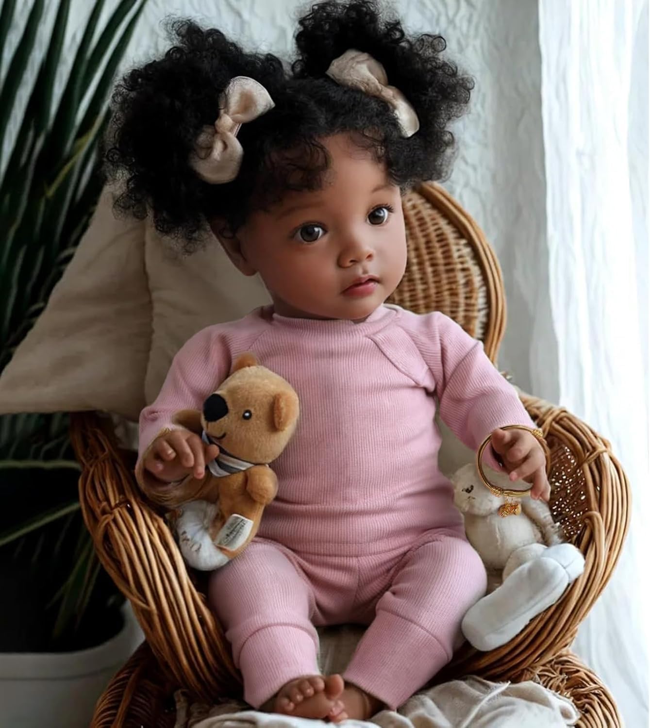 BABESIDE Reborn Baby Dolls Black Girl- 20 inch Realistic Newborn Babies Soft Vinyl Body Baby Doll - Lifelike Reborn Toddler Dolls with Clothes and Toy Accessories for Kids Age 3+