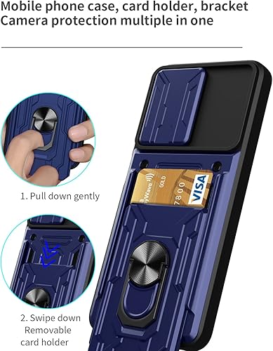 Miniatura 3 de CCSmall Funda para Samsung Galaxy A13 5G con tarjetero, protección resistente con anillo magnético, función atril, cubierta de cámara deslizante