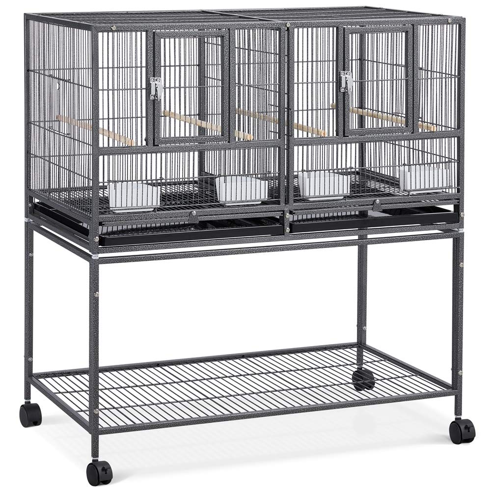 Topeakmart Divided Breeder Parakeet Canary Lovebird Finch Budgie Bird Cages W/Rolling Stand