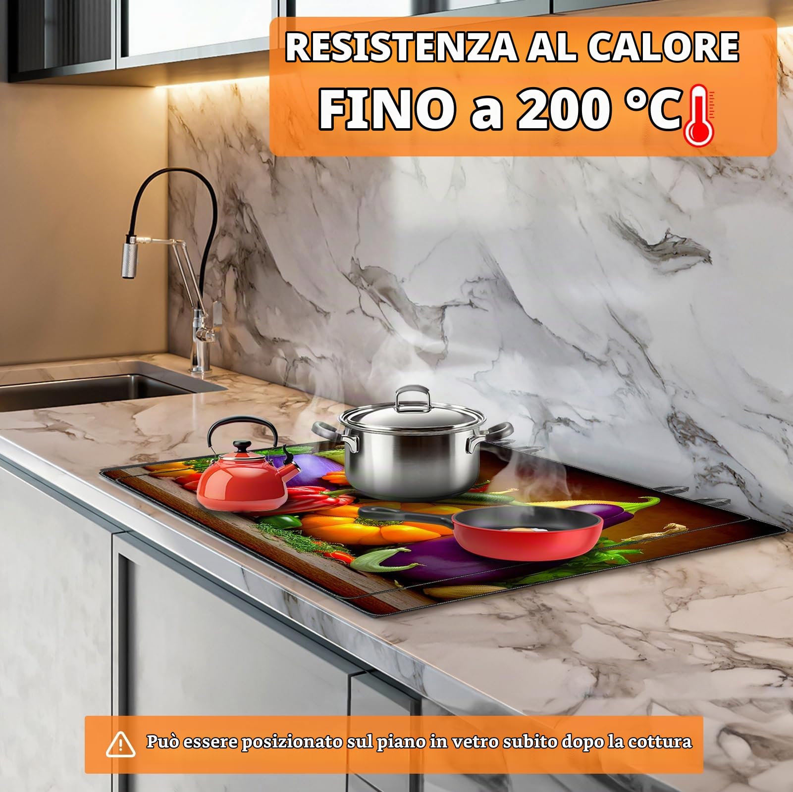 Copri-piano cottura elettrico (61x53cm), Copri-piano cottura in vetro, Copri-materasso per resistente al calore, Lavabile in lavastoviglie.