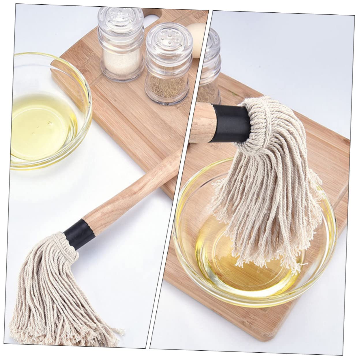 Holibanna 1Set Oil Brush Handle Brush Heads for Easy Basting of Sauces Marinades Oils Comfortable Grip for Grilling Cooking Baking