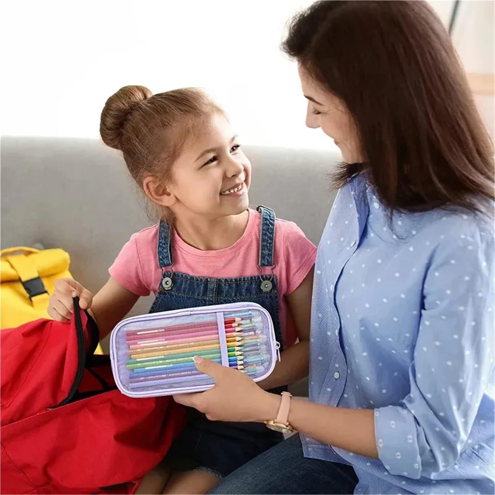 Estuche for lápices transparente de 2 piezas Para Artículos De Papelería