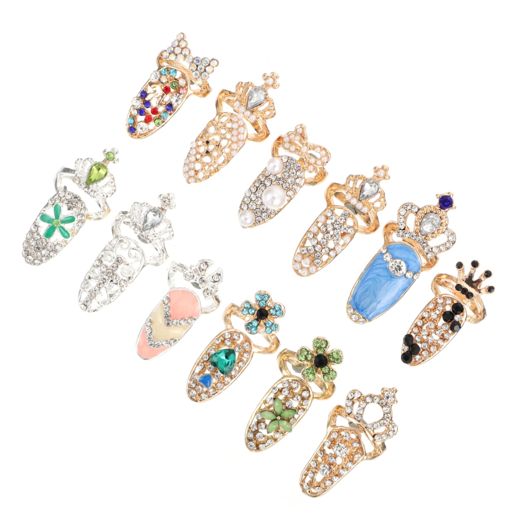 Beavorty 48pièces Décorations Pour Ongles Charms Manucure Anneaux Cristal Pour Nail Art Accessoires De Style Élégant Pour Filles