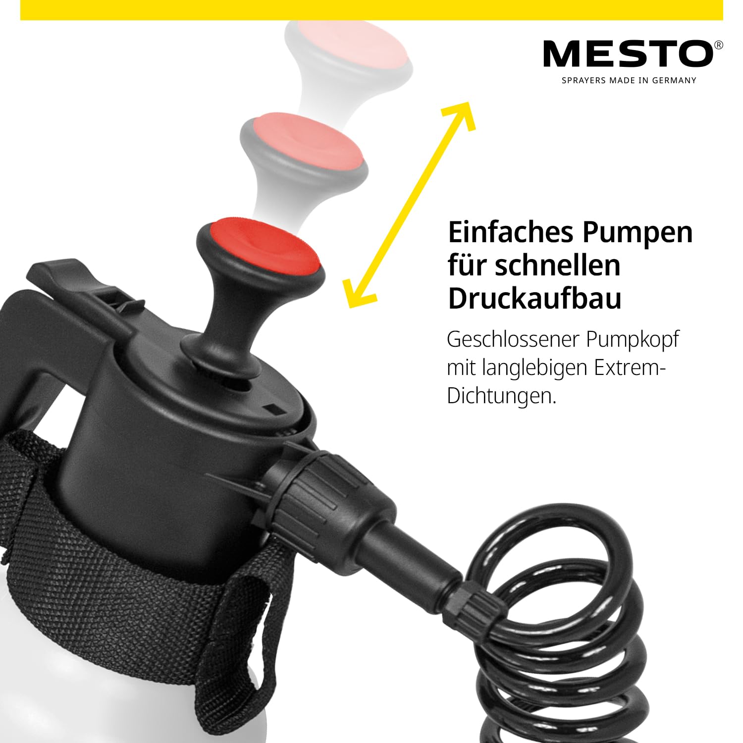 MESTO Belt HELD Plus 1,5 Pulverizadores de 1,5 l, botella de pulverización para bomba, 3 bar, botella de spray portátil industrial, pulverizador de ácido, limpiadores y desinfección, pulverizador de