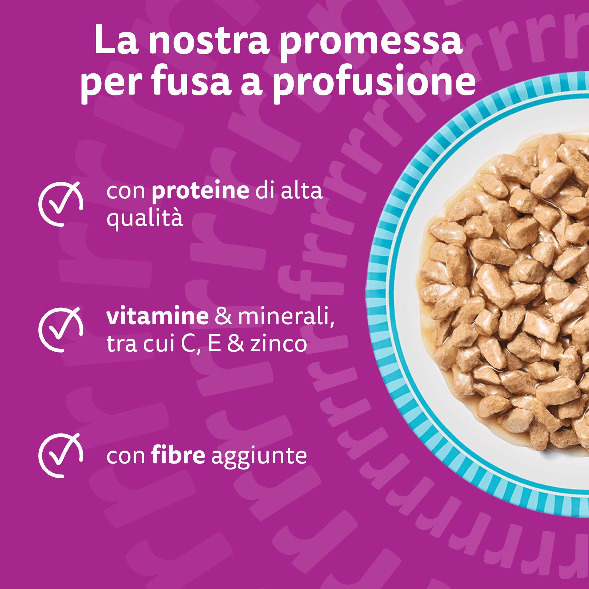 Whiskas Pranzetti Selezione di Pesce 1+ Adulto, Cibo Umido per Gatto, 12 Confezioni ognuna da 6 bustine x 50g (72 Pezzi in Totale)