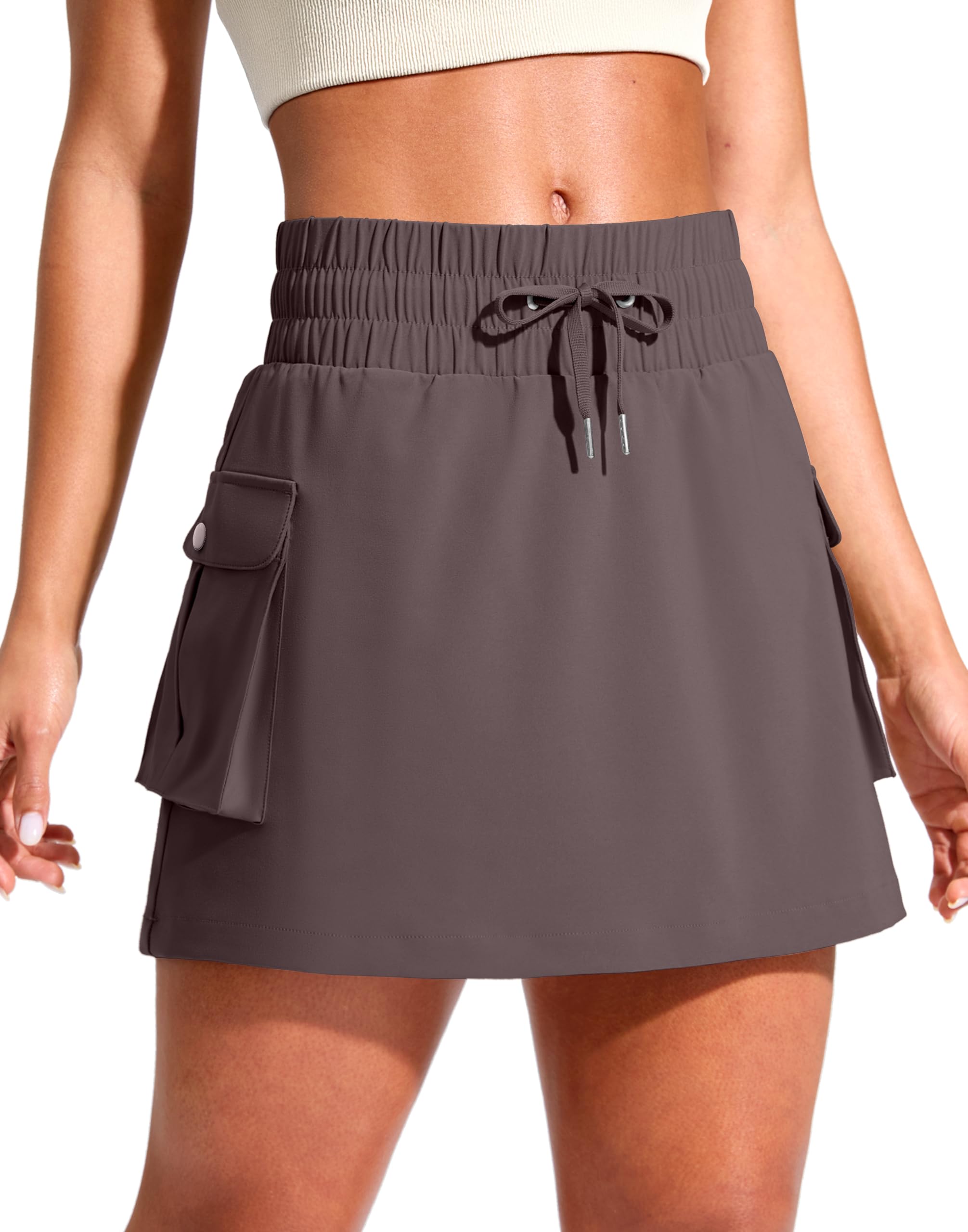 santiny 14" Cargo Skorts for Women with 4 Pockets Drawstring High Waisted Golf Hiking Skirt for Casual Summer Travel-picture-42