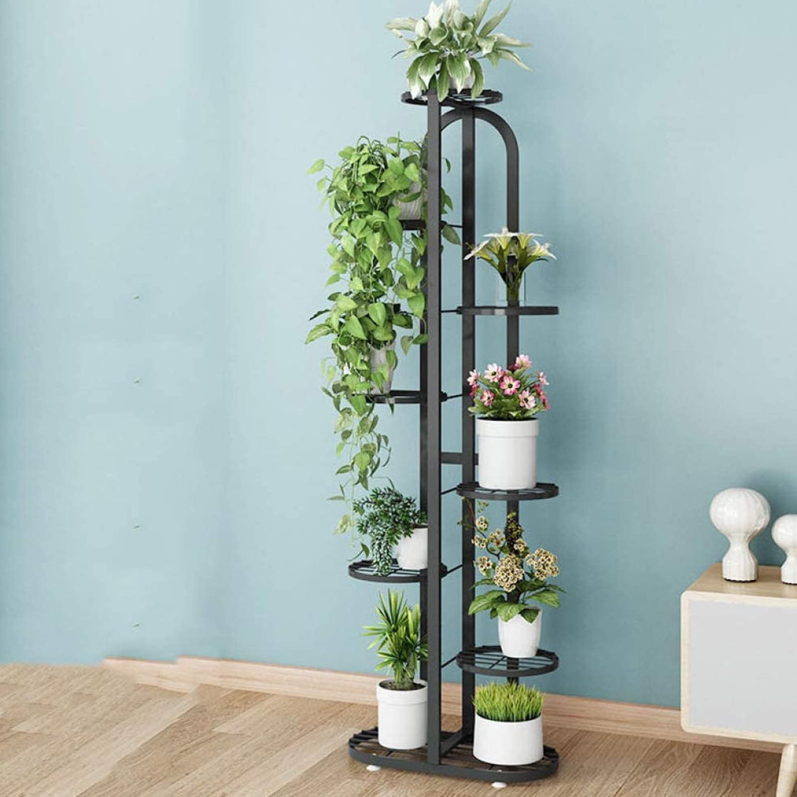 YUANCHUTOP 4/5/6/7/8 Tier Metal Plant Stand, Flower Stand Multiple Flower Pot Holder Shelves Planter Rack Storage Organizer Display Metal Pot Rack, Display Shelf for Home, Balcony,White,8floors