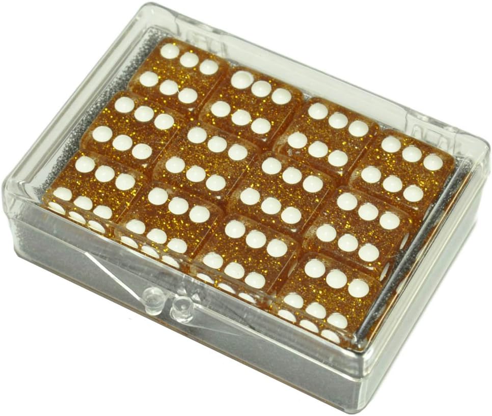 Marion & Co Set of 12 Gold Glitter Dice in Acrylic Box