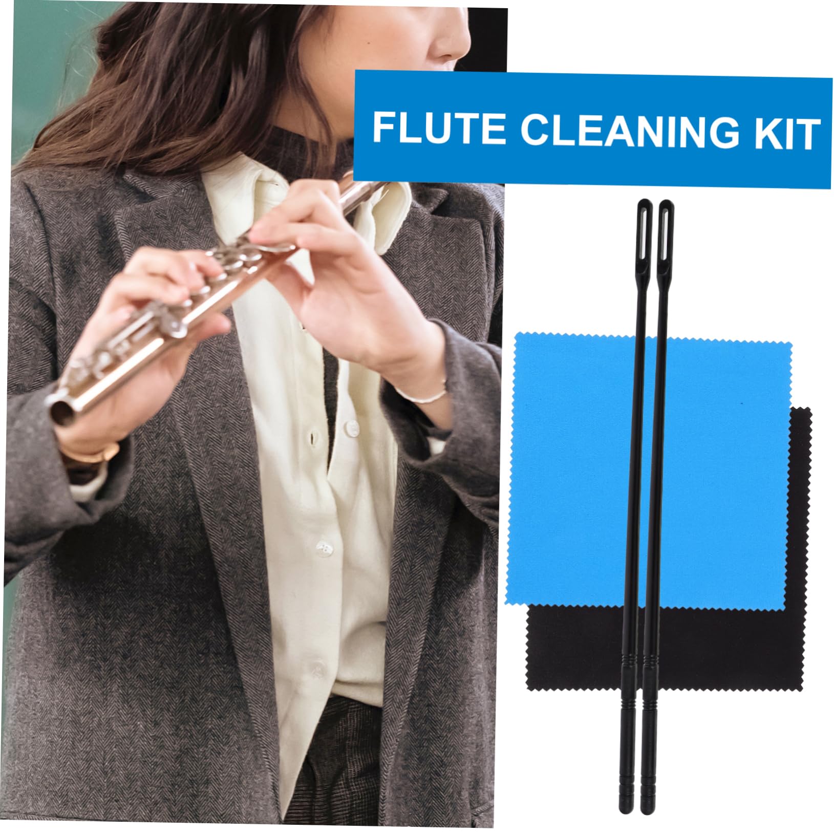 ifundom Professional Flute Cleaning Kit Full Set Flute Cleaning Tools Rods Swabs and Cloths for Recorder Instrument