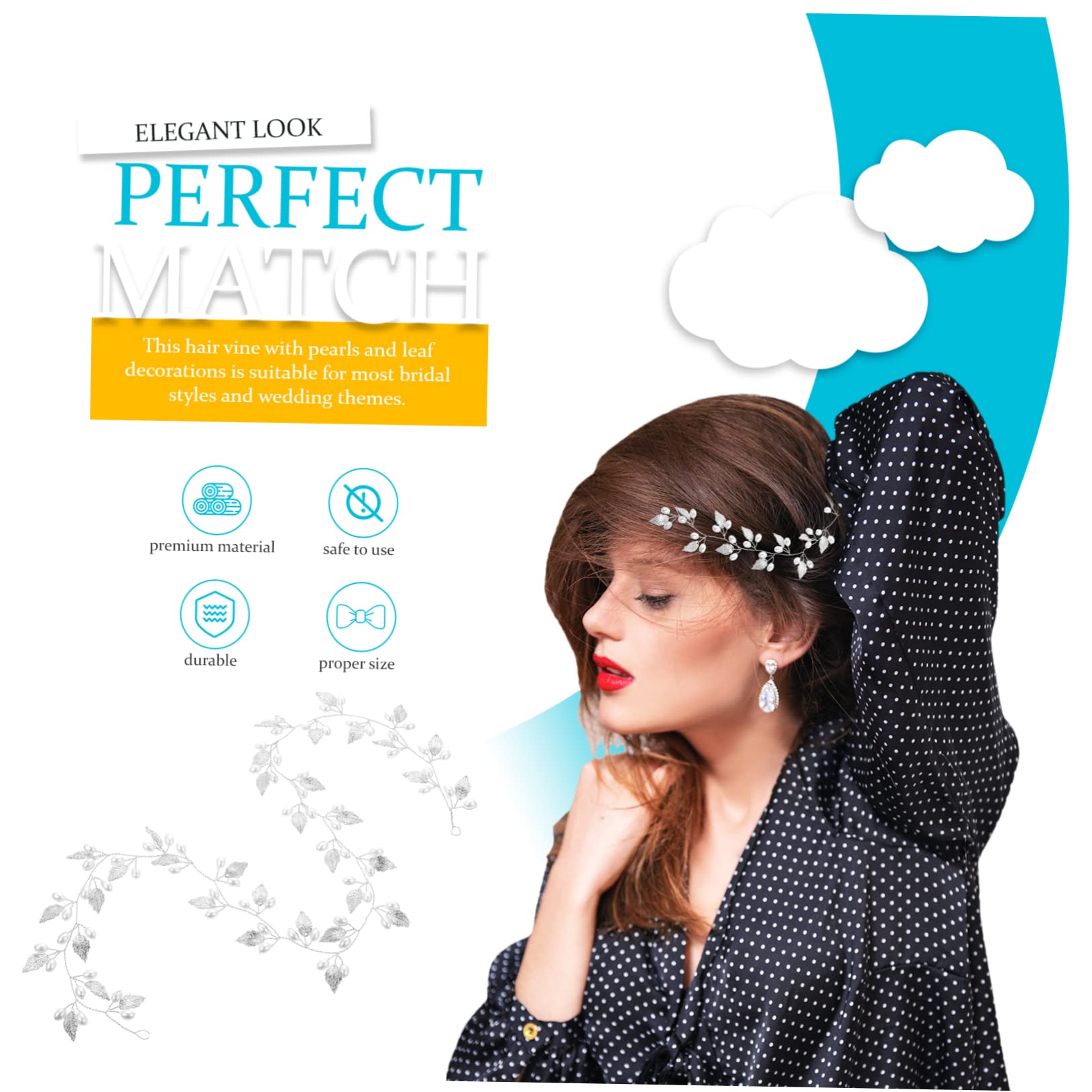 FRCOLOR 5 Piezas De Accesorios Para El Cabello De Novia Diadema De Boda Con Hojas Tocado Plateado Para Mujer