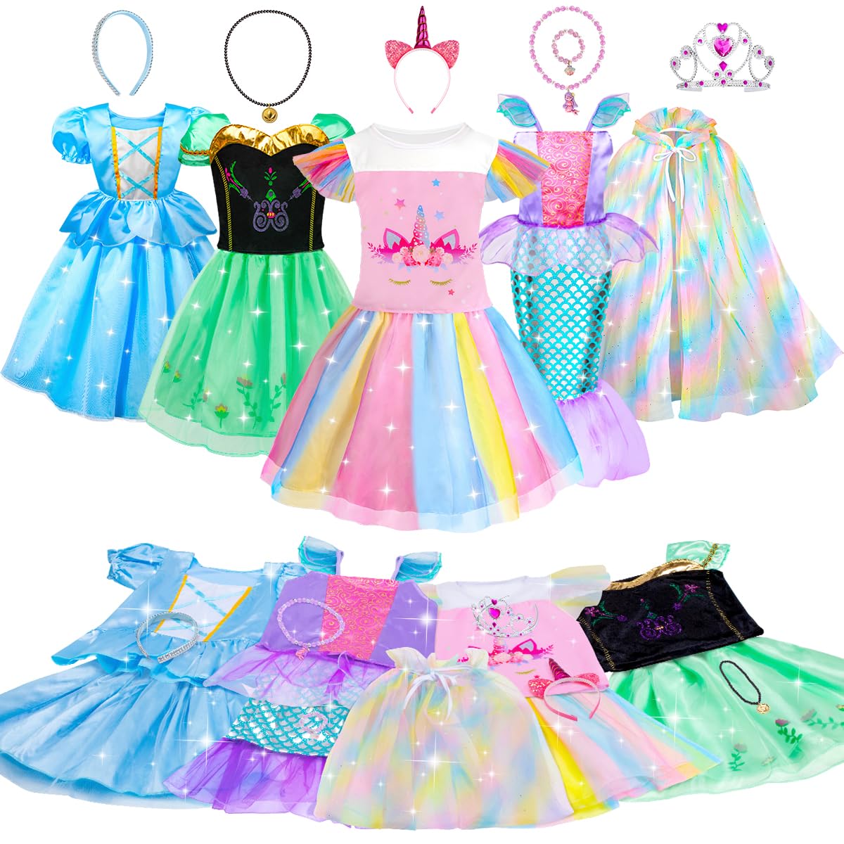 Meland Princess Dress Up - Dress Up Clothes for Girls with Toys,Christmas Birthday Gift for Toddler Girls 3,4,5,6,7,8 Years