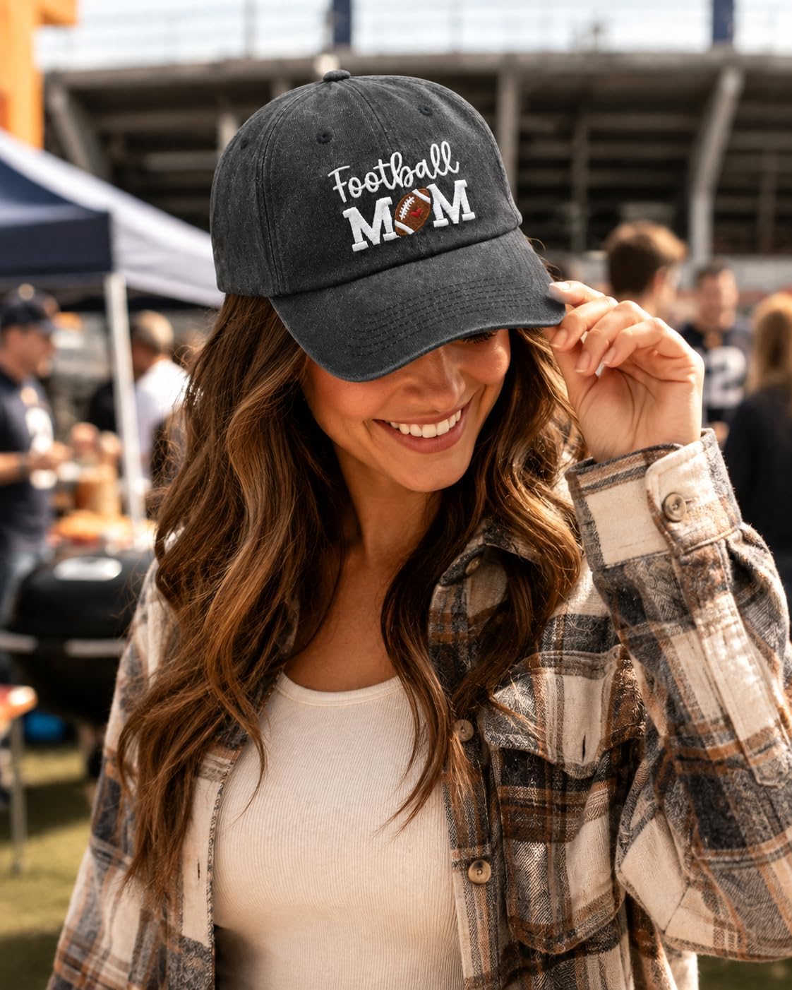 Football Mom Hat for Women, Adjustable Football Baseball Cap