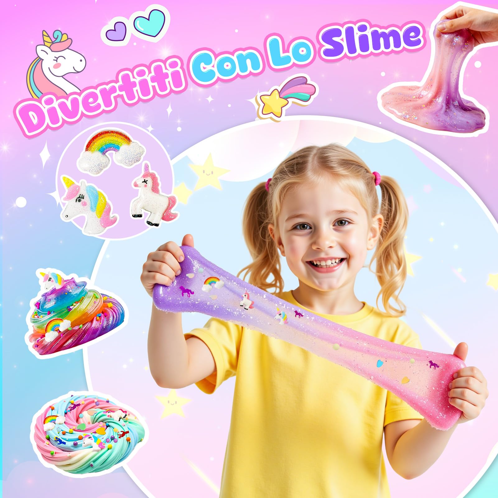 iKidiki Slime per Bambini, Giochi Bambina 6 7 8 9 10 11 12 Anni Femmina Unicorno Slime Fluffy Regalo Bambina 6 7 8 9 10 11 12 Anni DIY Fluffy Butter Slime Kit Unicorno Bambina Regalo Compleanno