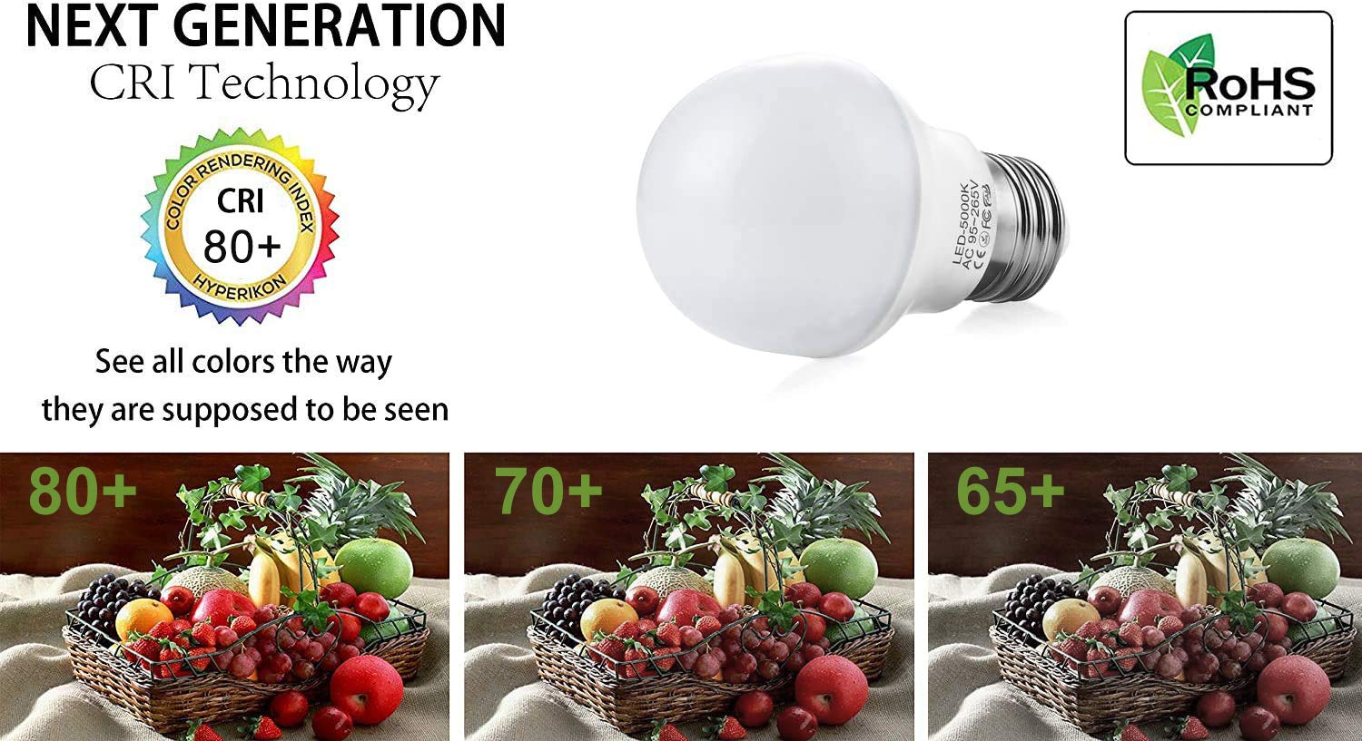 WELLHOME 40W Equivalent Light Bulb,4W Led Bulbs 5000K Daylight,A15 LED Lights E26 base,Ceiling Fan Light Bulb,120V 40w Appliance Bulb,Non-Dimmable,6 Pack