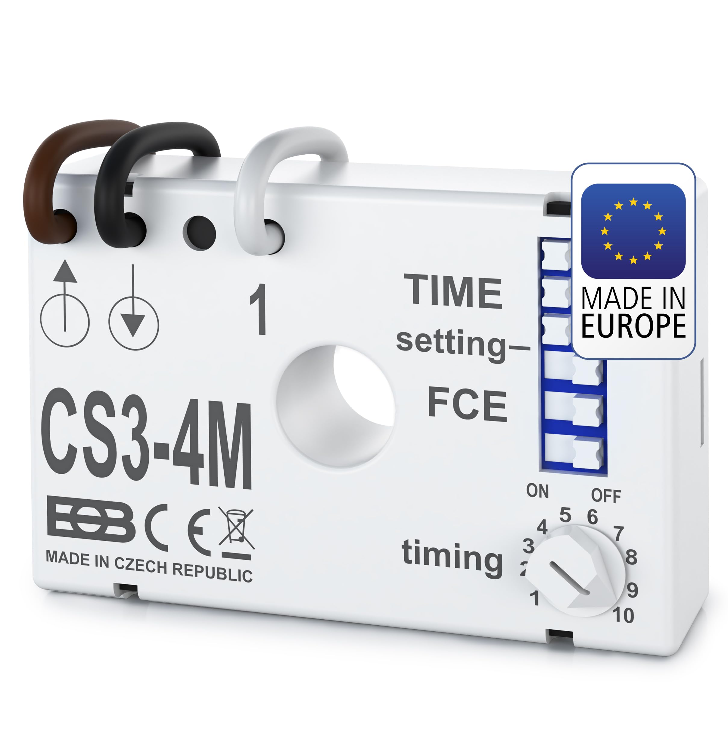 ELEKTROBOCK Zeitrelais CS3-4M - Multifunktionales Nachlaufrelais 230 V - 8 Funktionen - Unterputzmontage - Ohne Nullleiter - Hochpräzise Laststeuerung