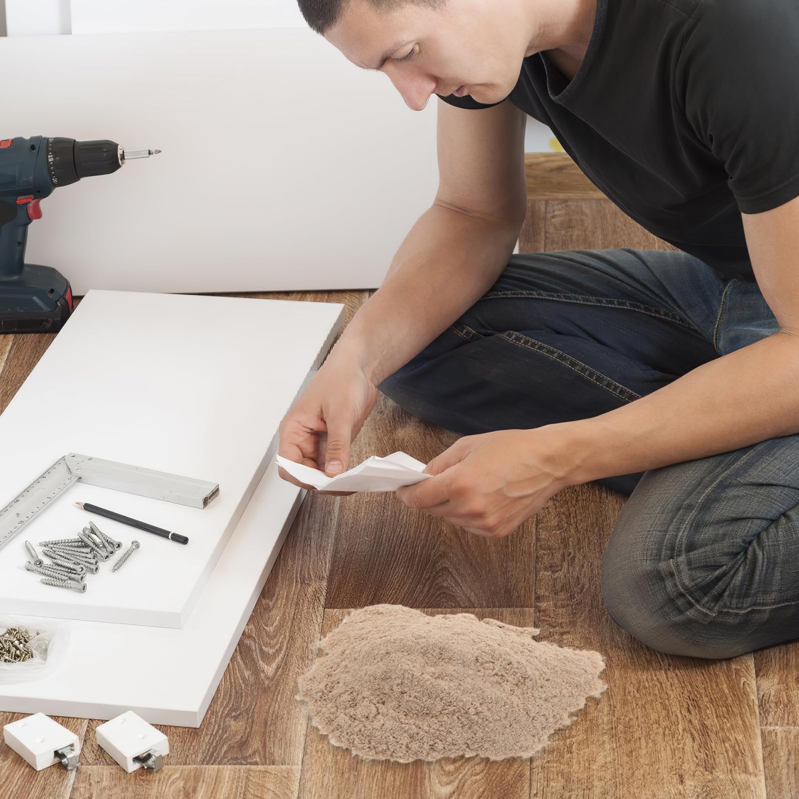 Veemoon Masilla para Madera Polvo 500 G para Reparación de Muebles, Relleno para Grietas y Arañazos en Gabinetes y Pisos, Fácil de Aplicar y Lijar, Reparación de Madera de Gabinetes