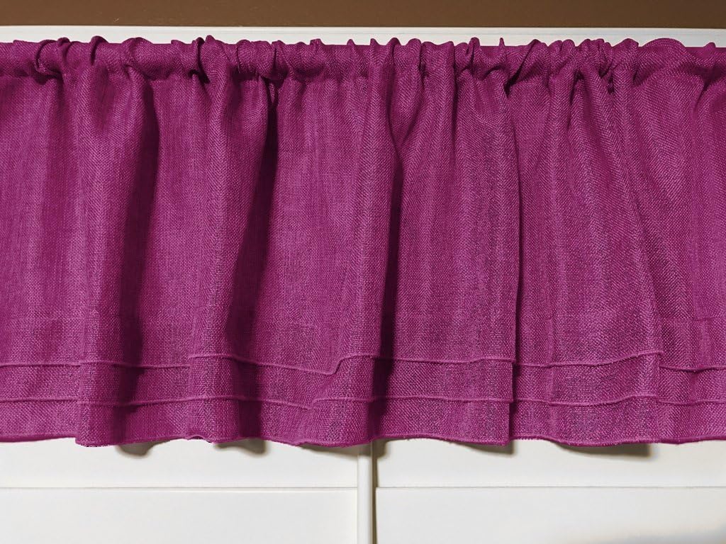 lovemyfabric Solid Vintage Faux Linen Pleated Valance Window Treatment/Decor 56"X14" Inch (Aqua)