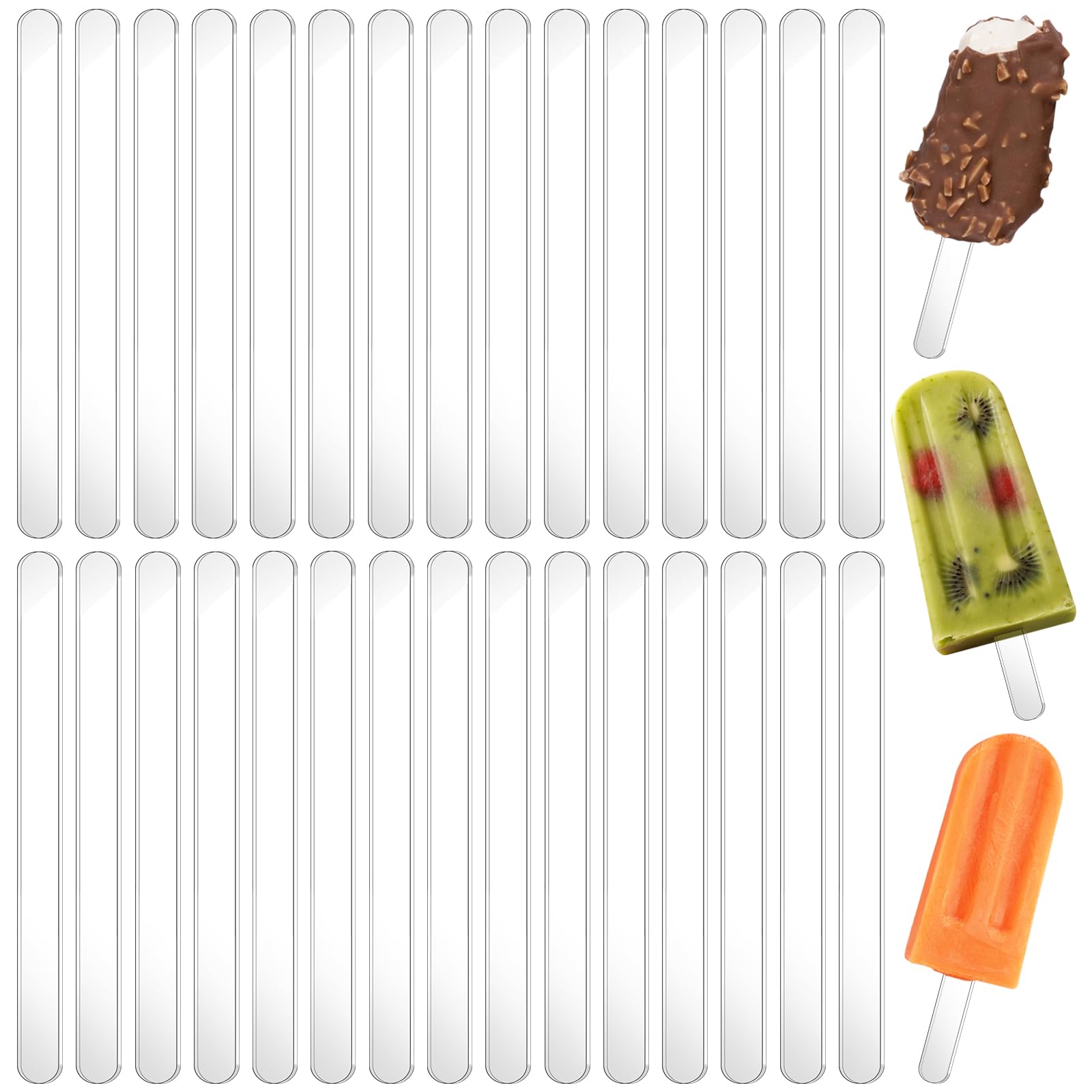 30 Pieces Gold Popsicle Sticks - 4.5 Inch Acrylic Cakesicle Reusable DIY Cake Pop, Candy Desserts, Craft Sticks (Clear) — image 1