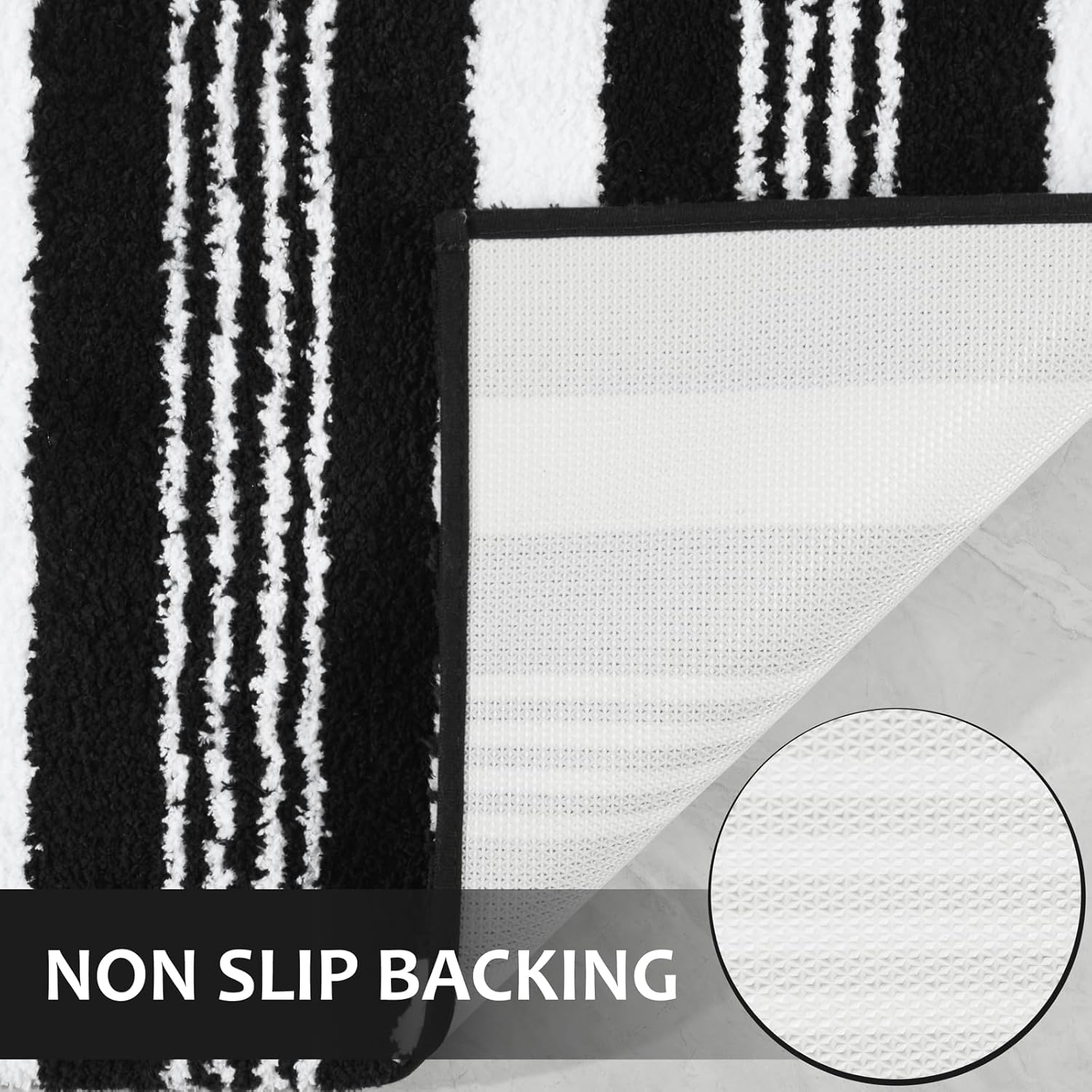 LOCHAS Long Bathroom Rugs Runner, 24" x 70" Large Bath Rug Non Slip Absorbent, Washable Microfiber Bathroom Mat Luxury Fluffy Soft, Shaggy Bath Mats for Shower Quick Dry, Black