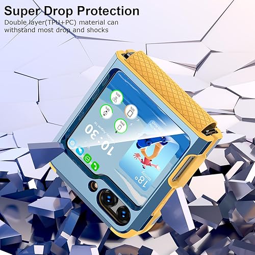 Miniatura 5 de Compatbile - Funda con Z Flip 5 con protección de bisagra, Samsung Flip 5, resistente, a prueba de golpes, carcasa protectora de cuerpo completo