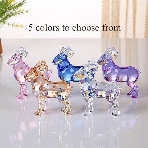Miniatura 4 de Colección de figuras de animales de cabra de cristal, estatua coleccionable para decoración del hogar (rosa)