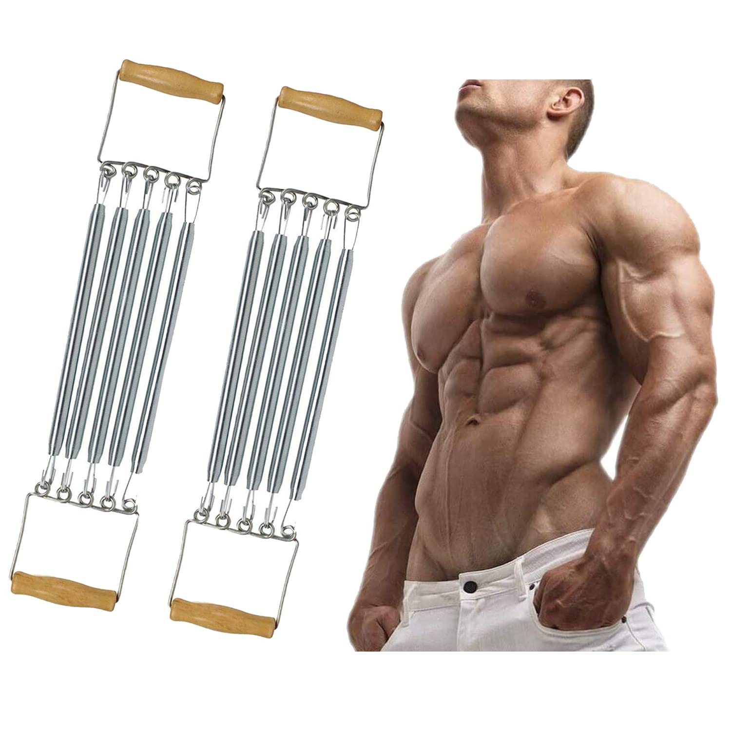 Chest Expander with 5 Springs (Pack of 2) Adjustable Steel Springs