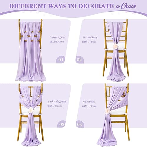 Miniatura 4 de Camino de mesa de gasa de 10 pies, paquete de 10 guirnaldas de gasa color morado claro, para despedida de soltera, fiesta, tela transparente para