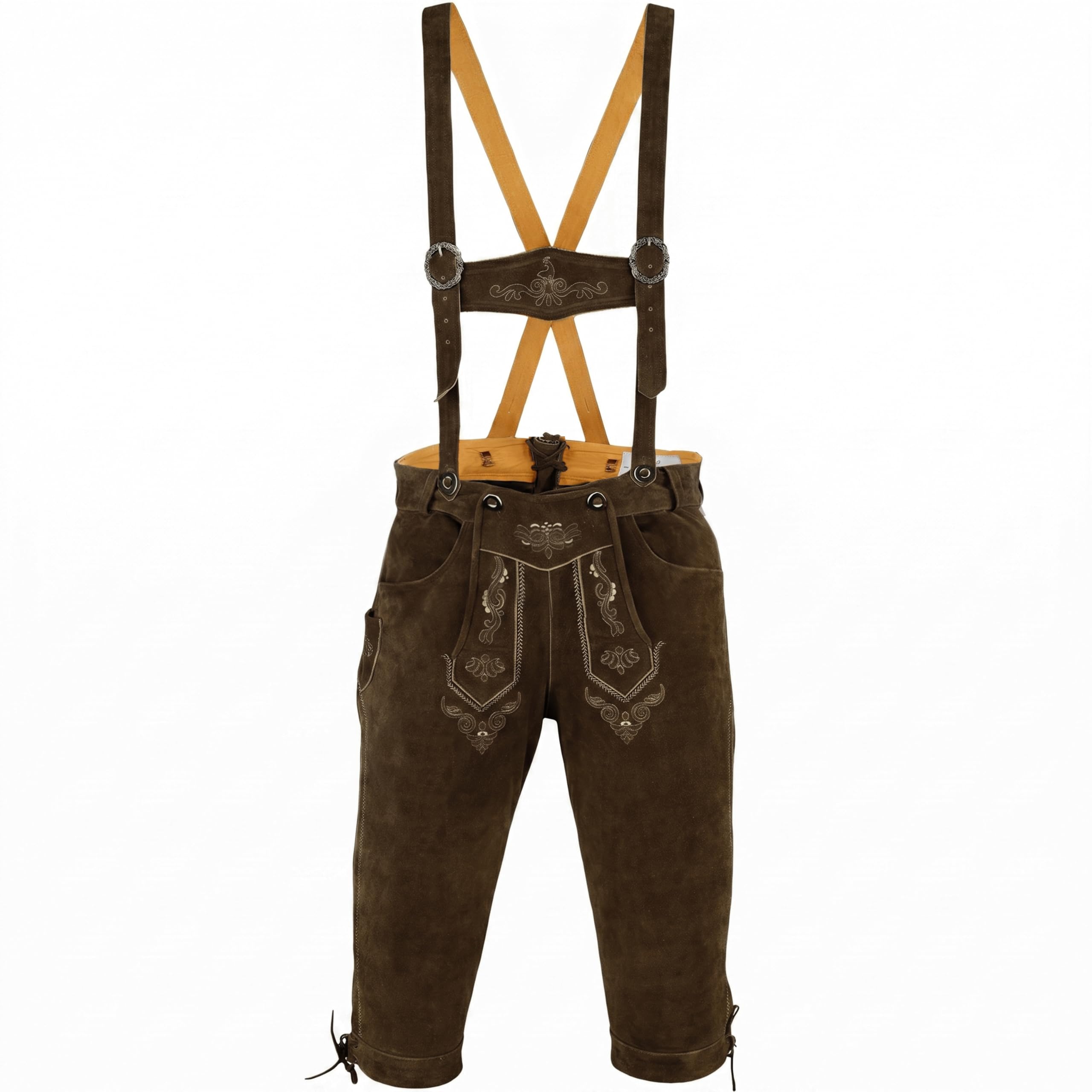 Trend-Promotion Austria Piel Pantalones Pantalones trachtenhose Rodillera con Tirantes marrón marrón Oscuro W54