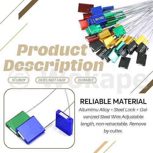 Miniatura 3 de Sellos de cable de acero de alta seguridad, etiquetas autobloqueantes antimanipulaciones Tire apretado etiquetas de seguridad de envío (bloqueo de