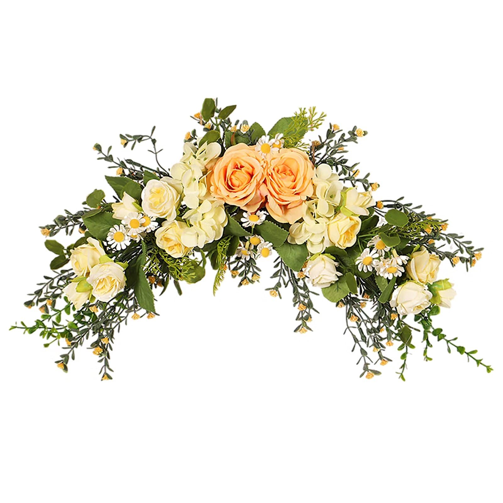 Lovmeety Artificial Rose Flower Swag, Silk Realistic Rose Flower Swag Faux Decorative Floral Swag for Door Lintel Wedding Party Home Office Decor