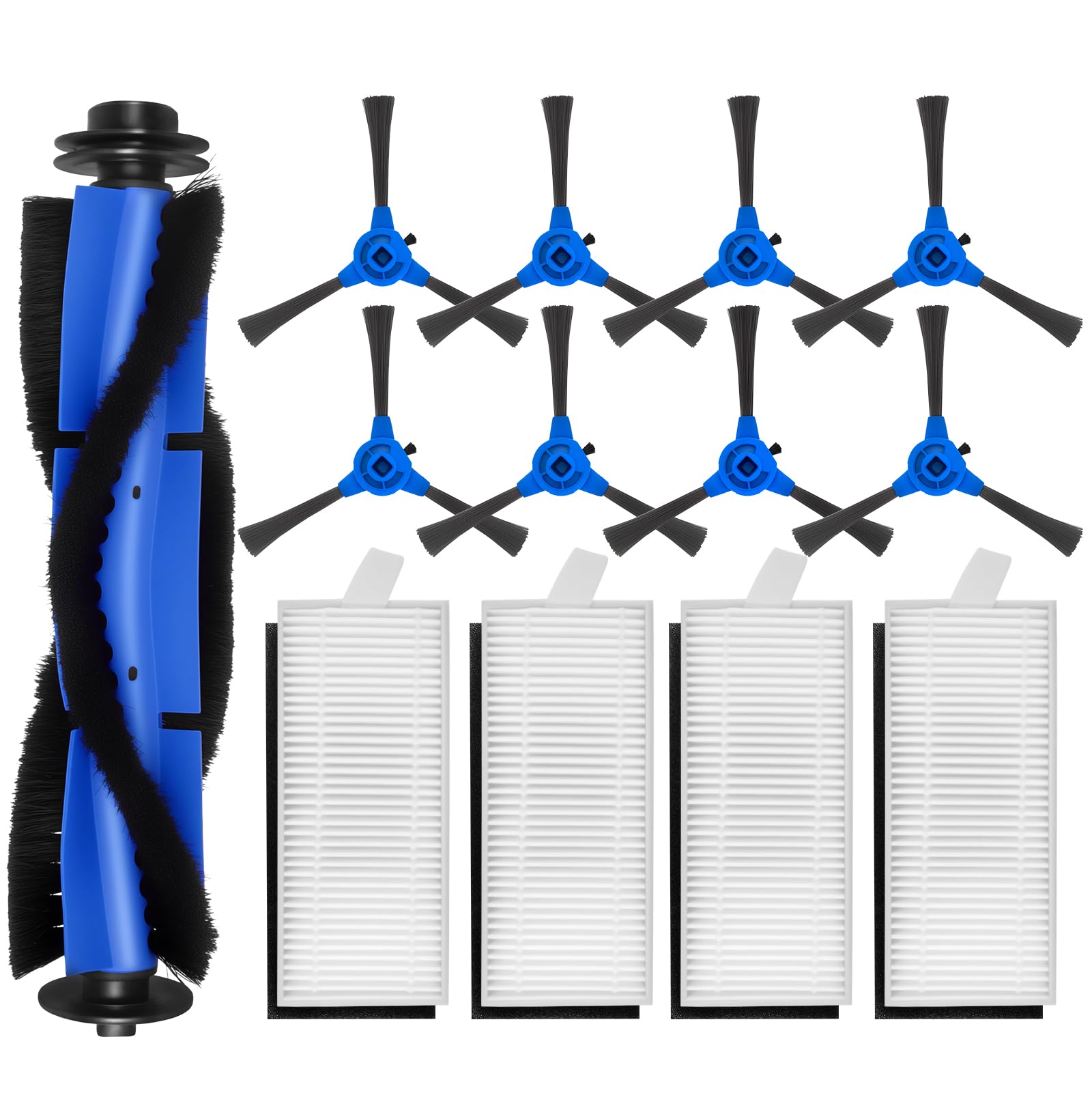 Chuancheng 13Pcs Replacement Parts for Eufy RoboVac 11S, 15T, 30, 30C, 15C, 12, 25C, 35C Vacuum Cleaner 1 Roller Brush 4 Filter 8 Side Brushes
