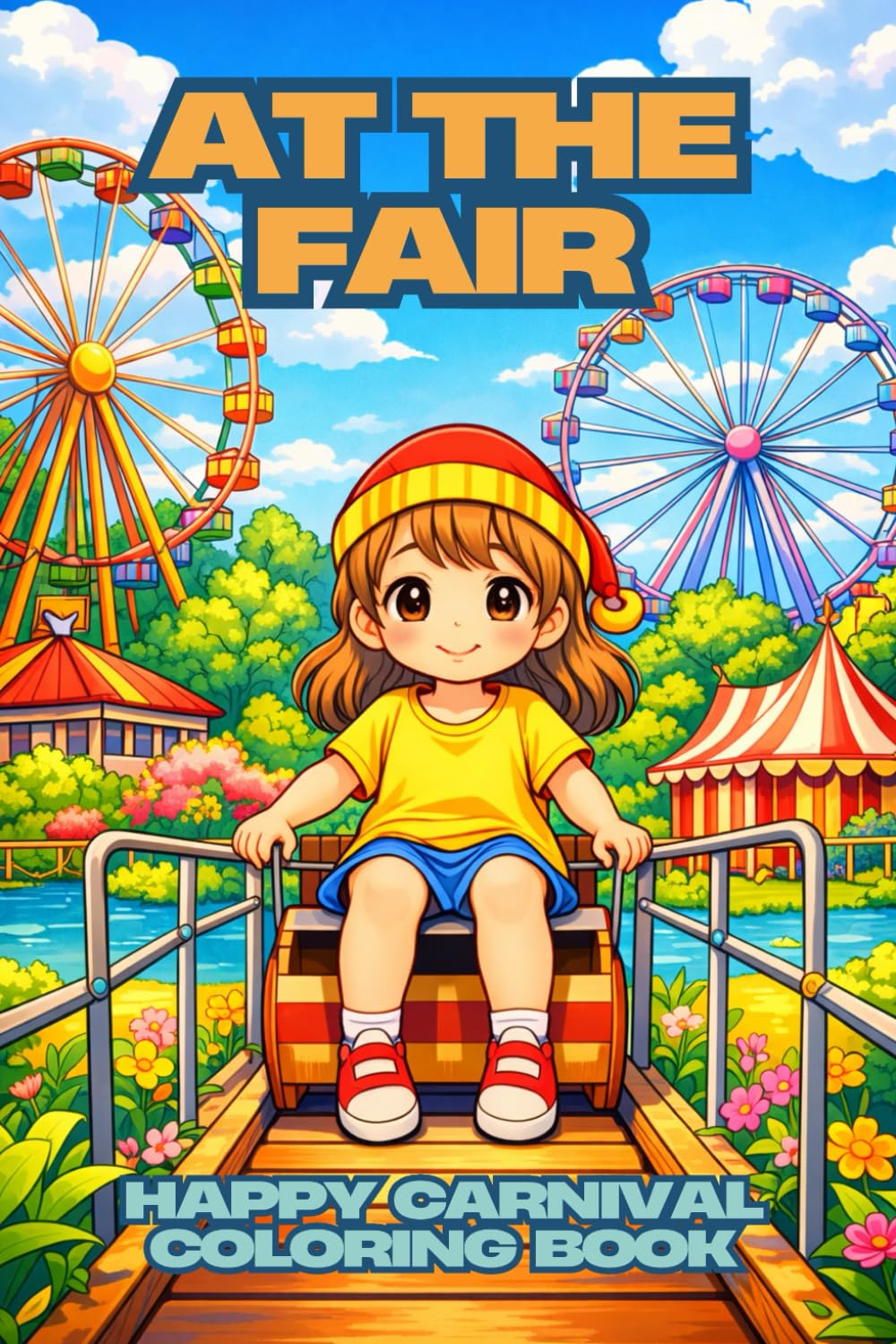 At the Fair – Happy Carnival Coloring Book for Kids and Seniors: 79 joyful coloring pages with children at the fair – relaxing coloring book, one-sided pages