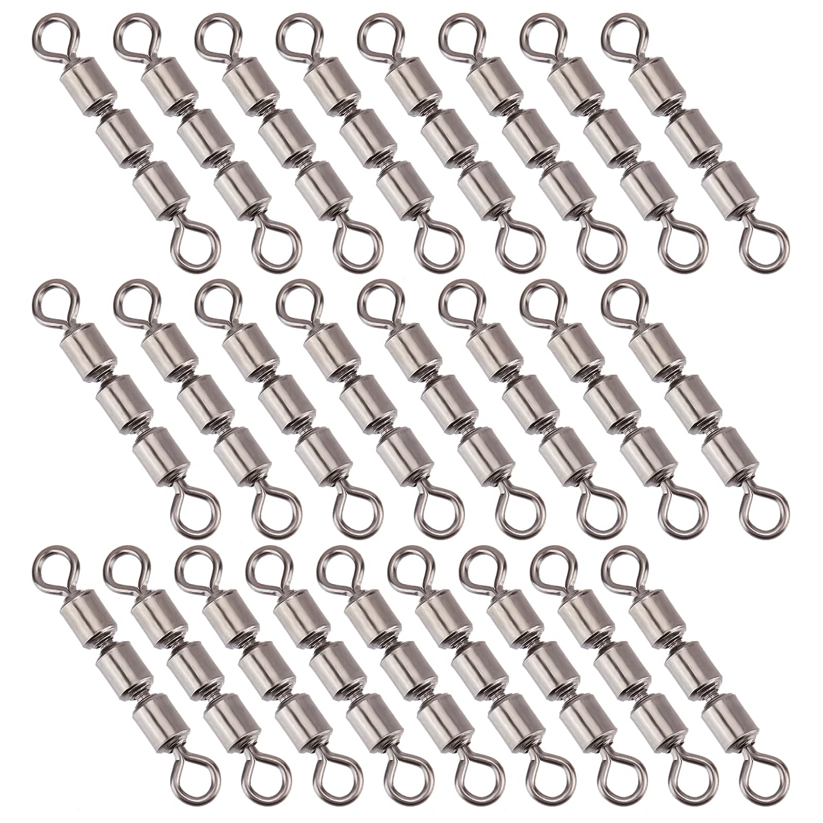 SUPERFINDINGS 50 pz Ad Alta velocità 3 rulli Girevoli 24x3 mm Ottone Pesca Connettore Cuscinetto Volvente Pesca Connettori A Scatto Girevoli per Acqua Salata Pesca d'Acqua Dolce