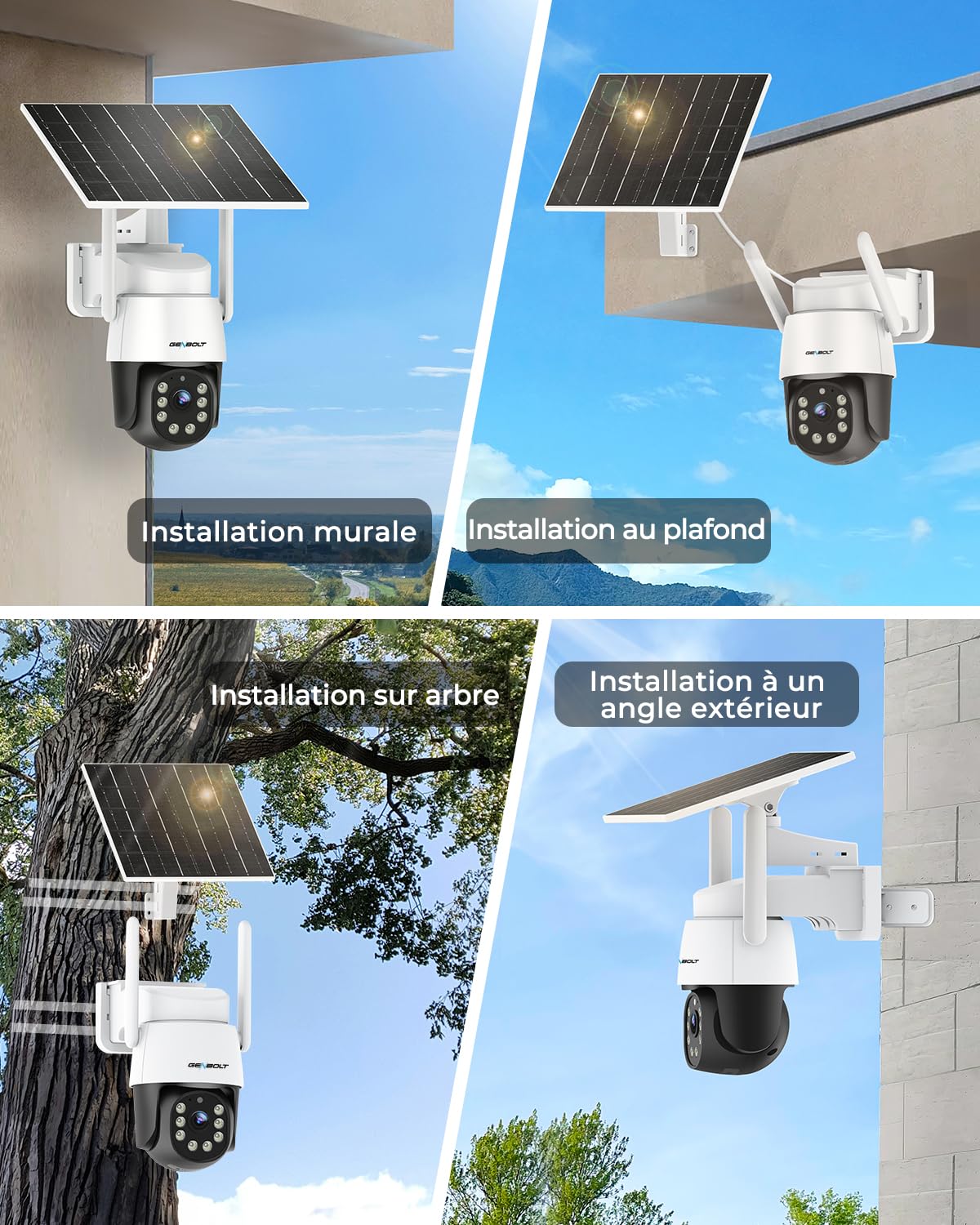 GENBOLT 4G LTE AOV Solaire Caméra De Surveillance Extérieur sans Fil