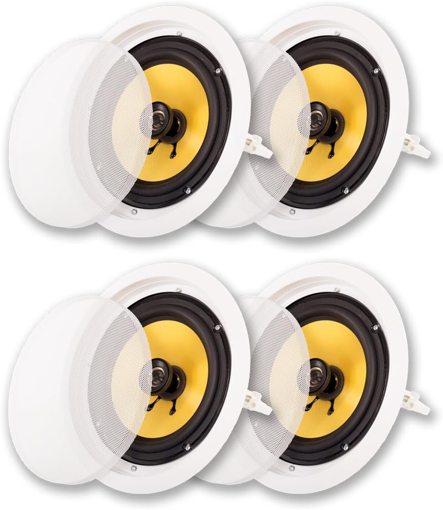 Acoustic Audio HD-8 in Ceiling 8" Speakers Home Theater Surround Sound 2 Pair Pack