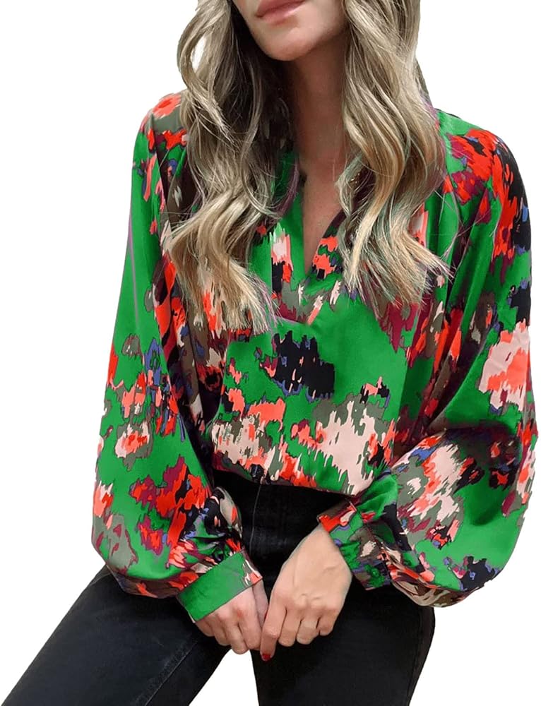 Urban GoCo Donne Camicette Manica Lunga Pieghe Chiffon con Scollo V Colore Puro Camicia Blusa Bianco XL