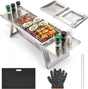 Small Portable Folding Charcoal BBQ Grill for Camping and Outdoor Use